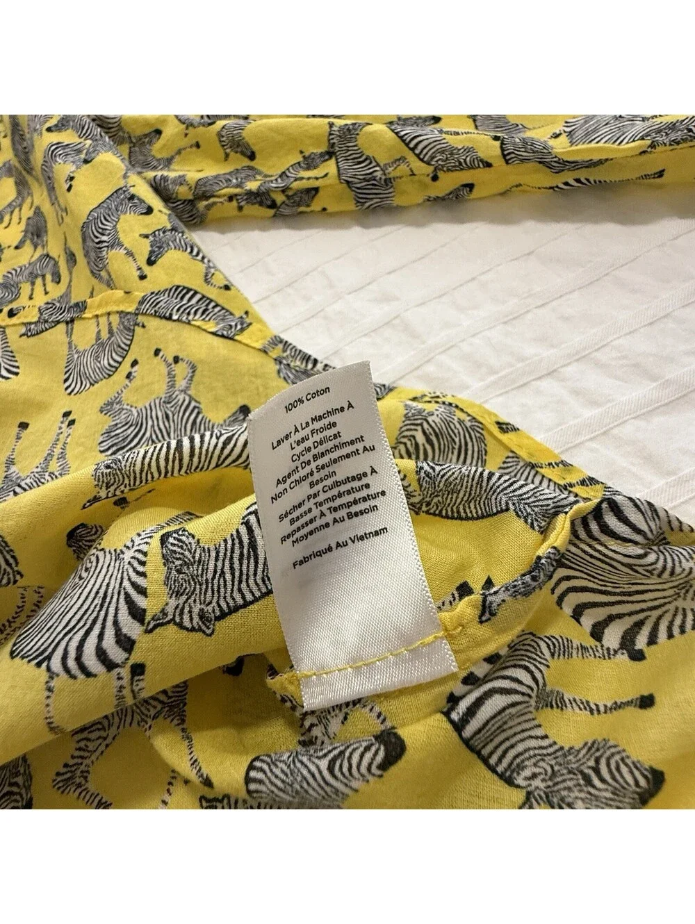 Talbots Yellow Zebra Animal Print Button Up Shirt Long Sleeve Sz L Large